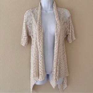 Decree Cream Open Front Crochet Cardigan Large Boho Romantic‎ Coastal Soft Girl